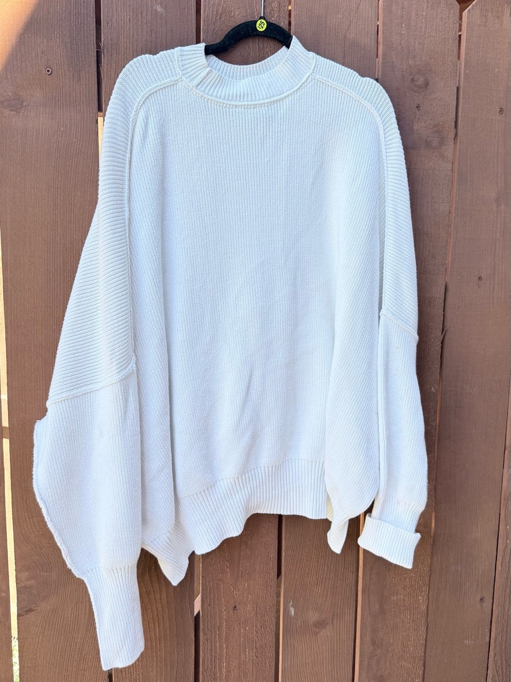 Free People Ivory Oversized Scoopneck Sweater